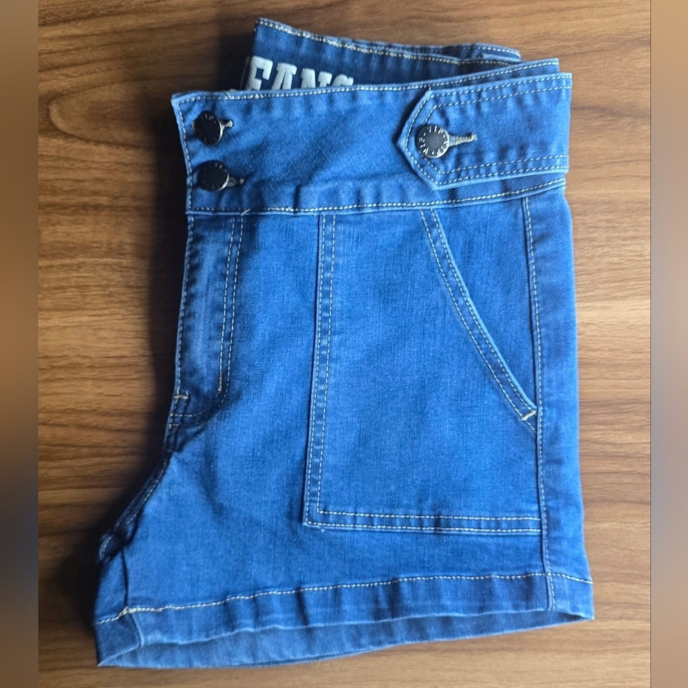 V.I.P Blue Stretch Jean Shorts Juniors Size 5/6 - Picture 11 of 11